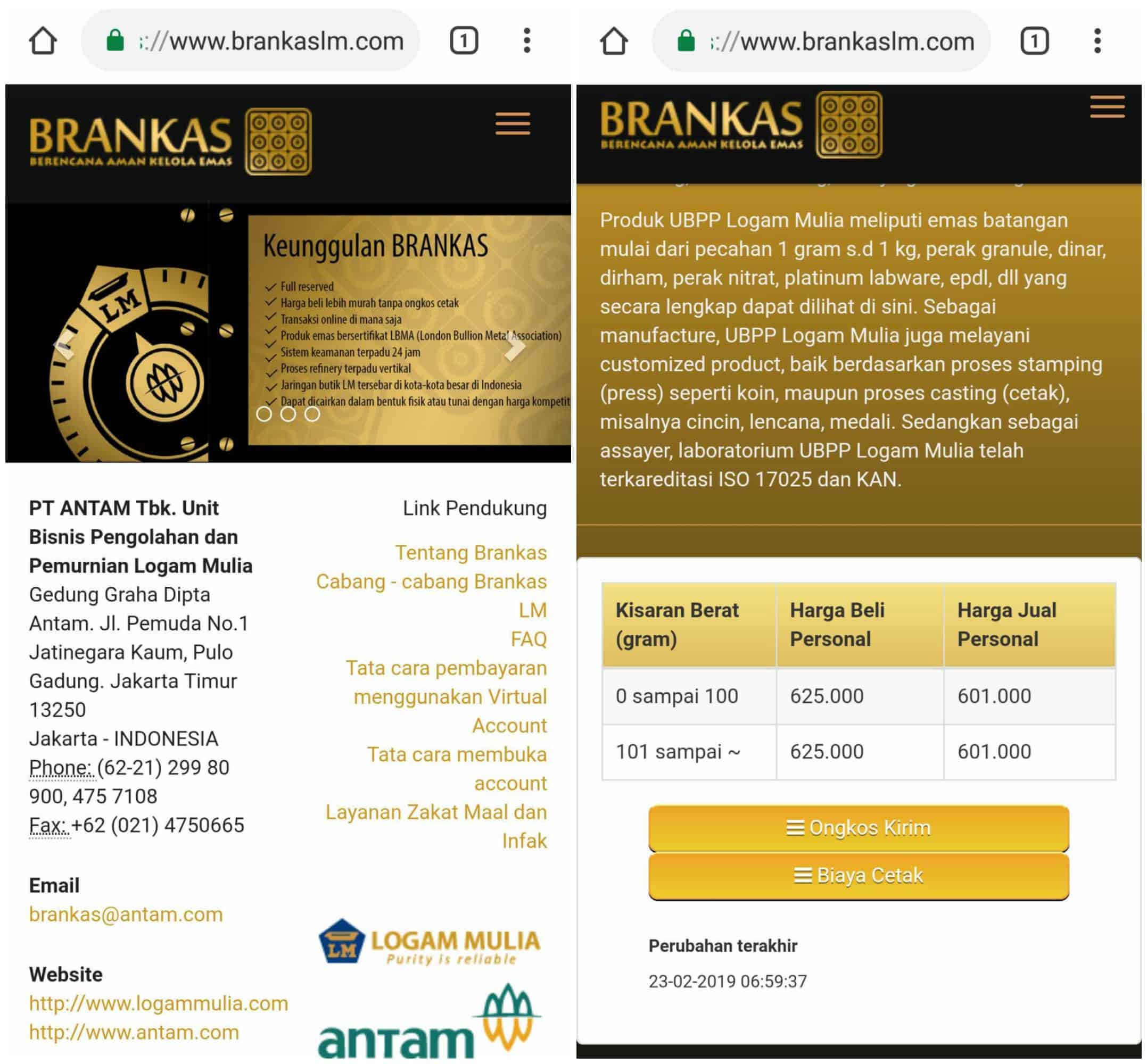Brankas LM Antam Investasi Emas Online